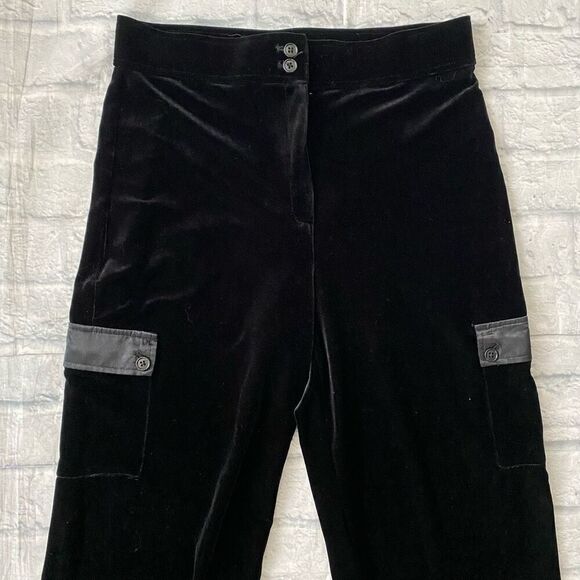 Willi Smith women L velour matching suit w/zip up jacket and cargo pants black - Picture 9 of 16